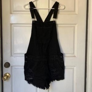 American Eagle Black Overall Shorts